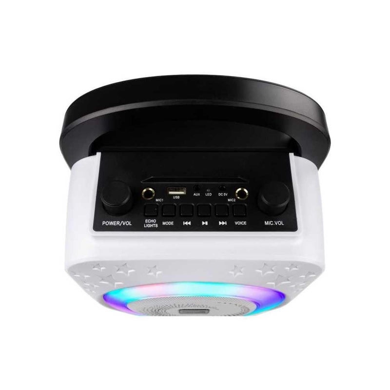 RockJam 10-Watt Rechargeable Bluetooth Karaoke Machine with Two Mics, Lightshow & Voice Effects - Image 3